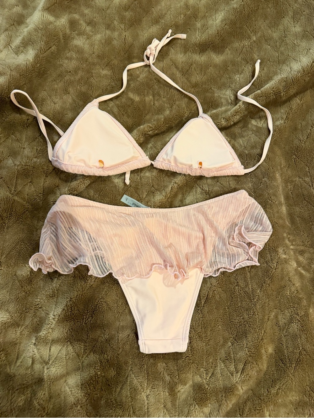 Women’s Light Pink Ruffle Bikini Set - Picture 3 of 4